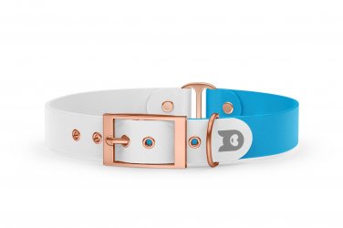 Dog Collar Duo: White & Light blue with Rosegold