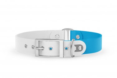 Dog Collar Duo: White & Light blue with Silver