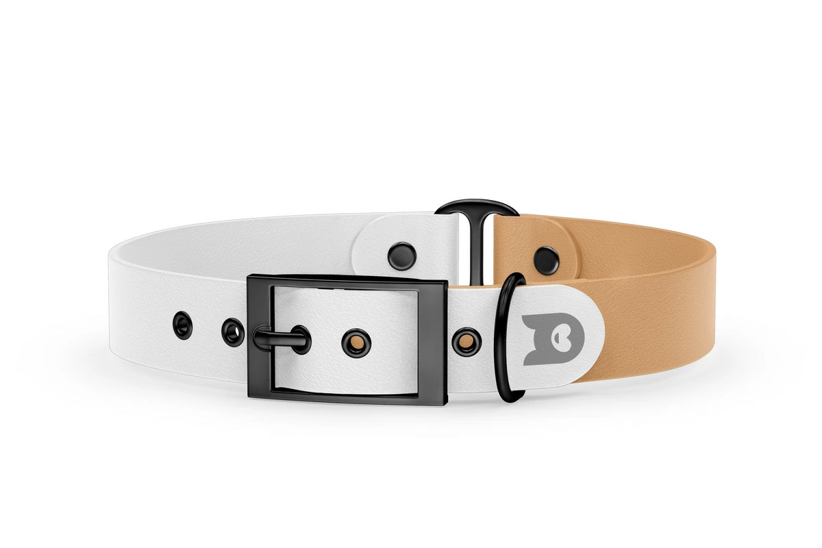 Dog Collar Duo: White & Light brown with Black