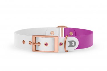 Dog Collar Duo: White & Light purple with Rosegold