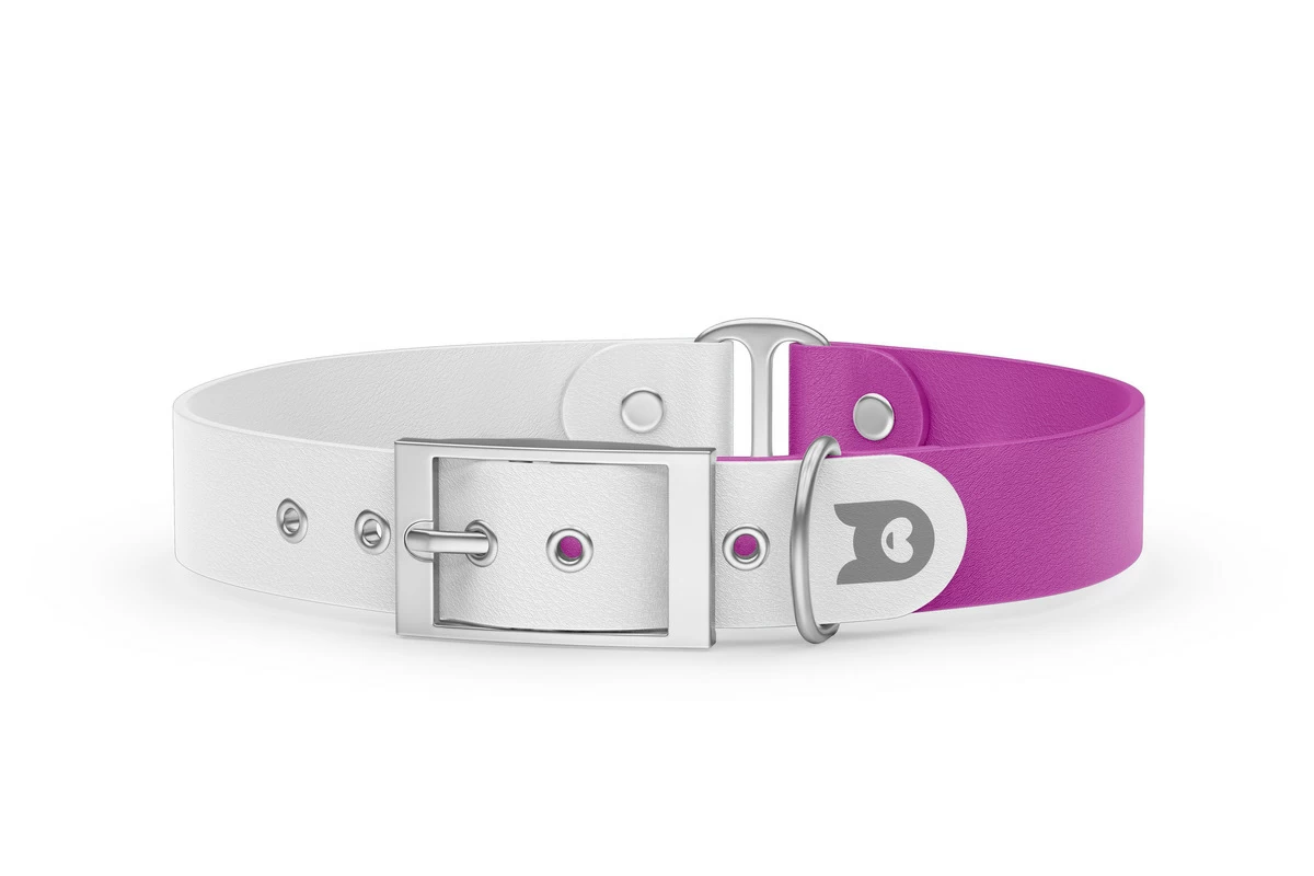 Dog Collar Duo: White & Light purple with Silver