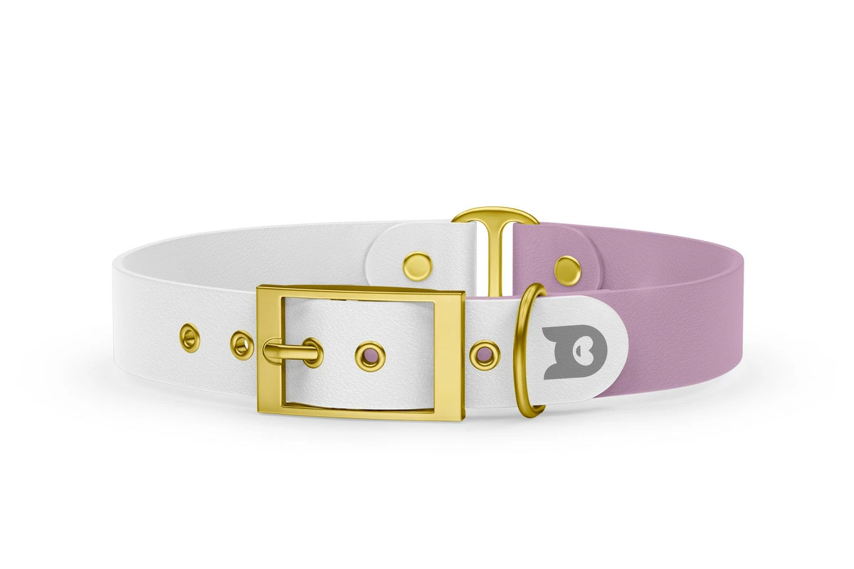Dog Collar Duo: White & Lilac with Gold