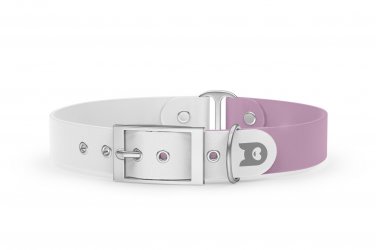Dog Collar Duo: White & Lilac with Silver