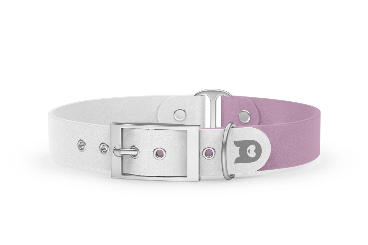 Dog Collar Duo: White & Lilac with Silver