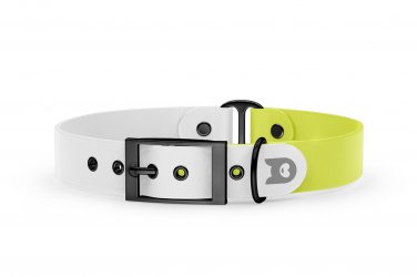 Dog Collar Duo: White & Neon yellow with Black