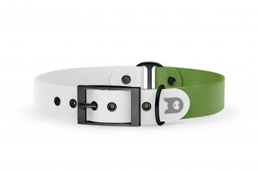 Dog Collar Duo: White & Olive with Black