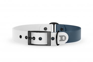 Dog Collar Duo: White & Petrol with Black