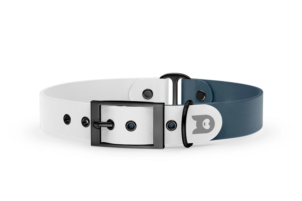 Dog Collar Duo: White & Petrol with Black