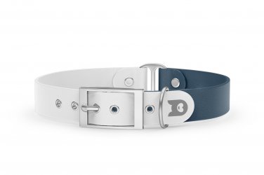 Dog Collar Duo: White & Petrol with Silver