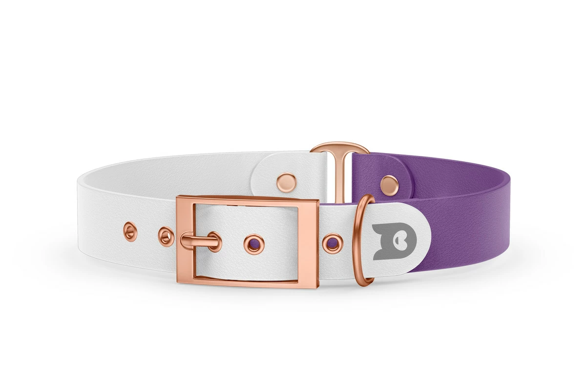 Dog Collar Duo: White & Purpur with Rosegold