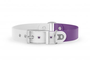 Dog Collar Duo: White & Purpur with Silver