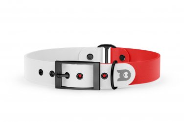 Dog Collar Duo: White & Red with Black