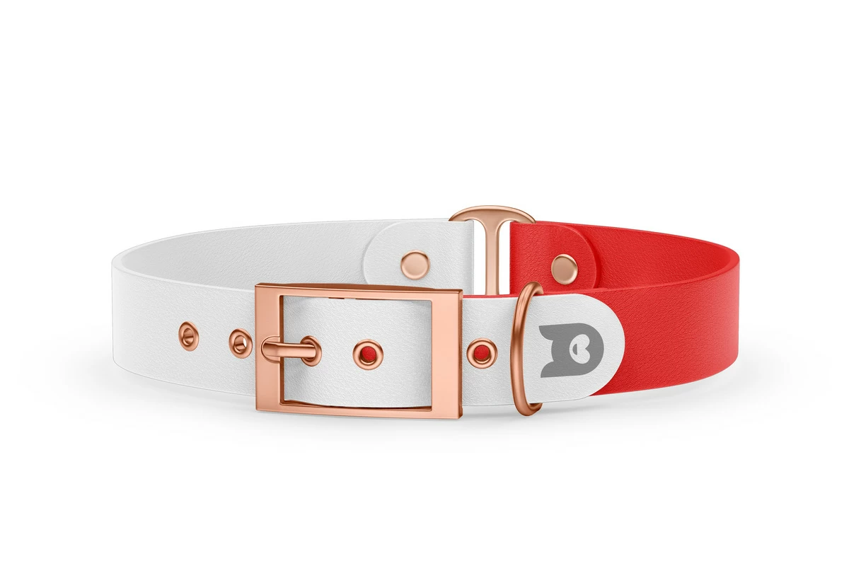 Dog Collar Duo: White & Red with Rosegold