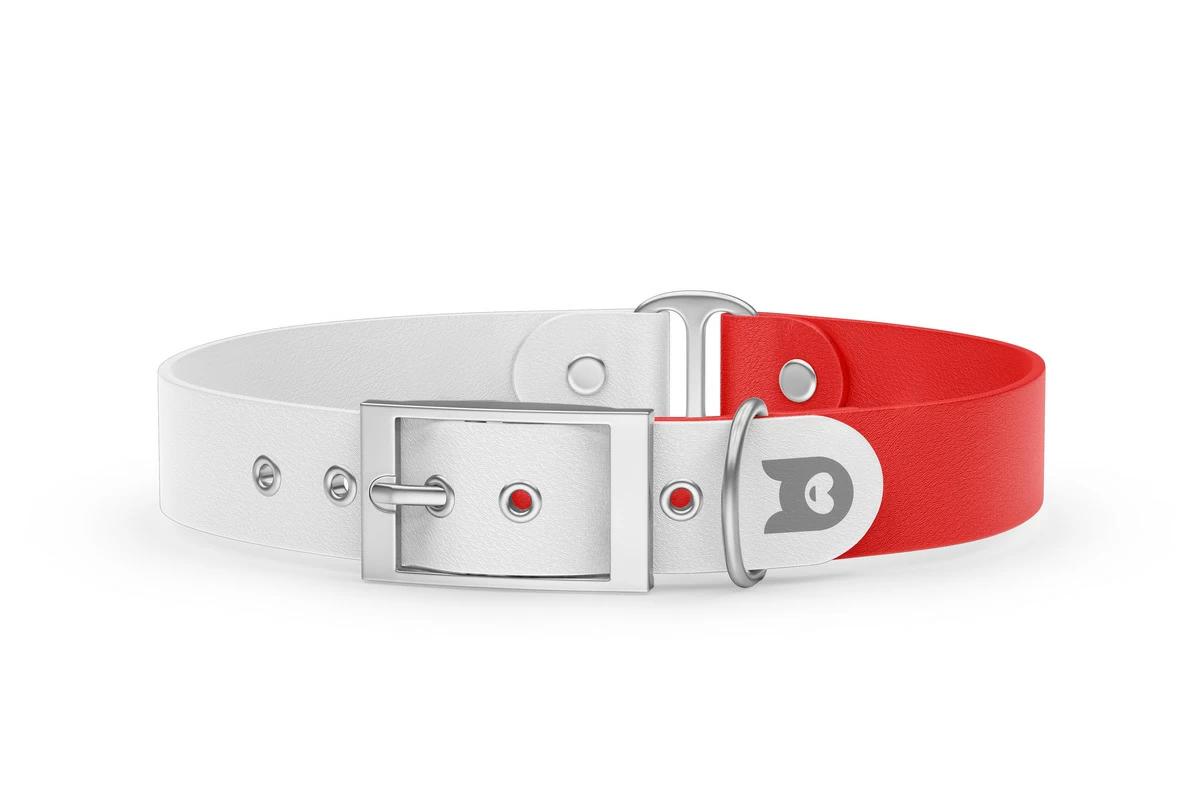 Dog Collar Duo: White & Red with Silver