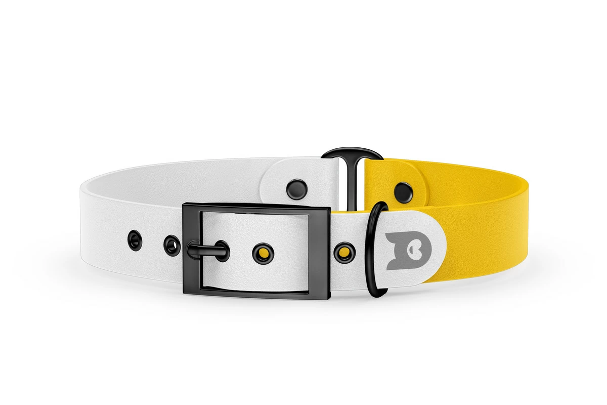 Dog Collar Duo: White & Yellow with Black