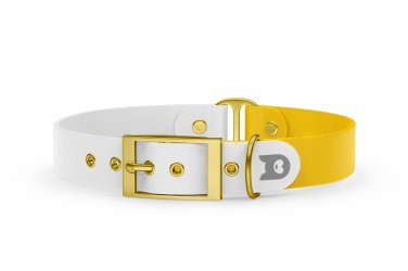 Dog Collar Duo: White & Yellow with Gold