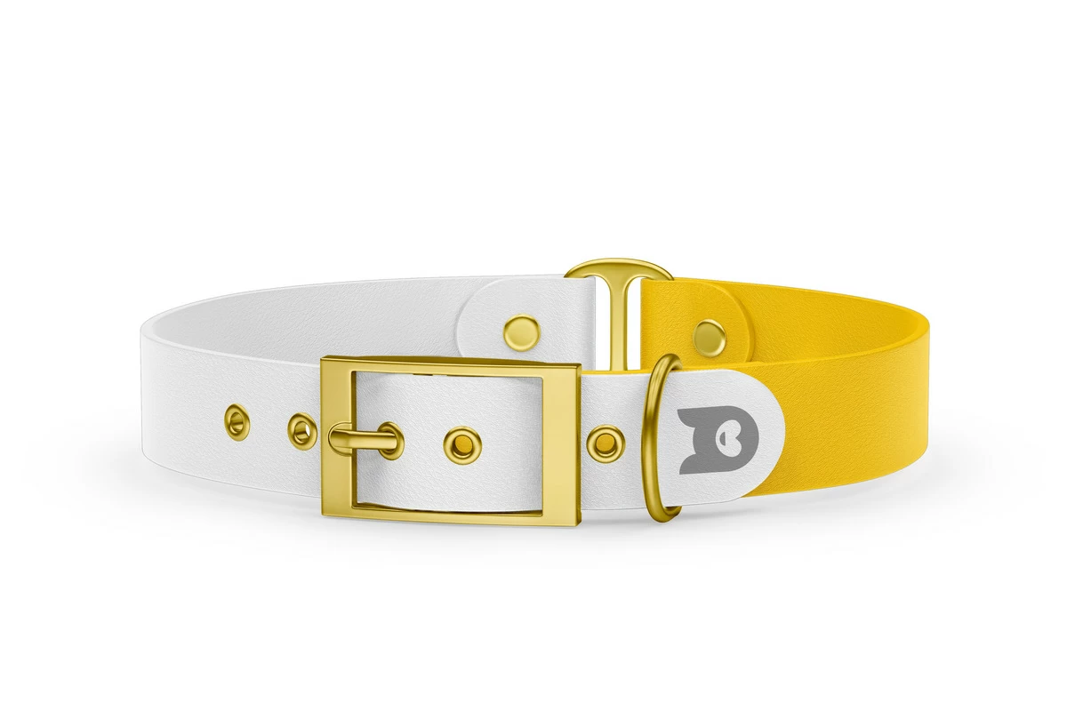 Dog Collar Duo: White & Yellow with Gold