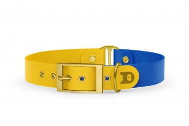 Dog Collar Duo: Yellow & Blue with Gold