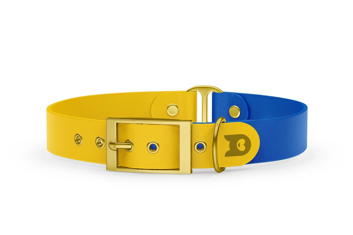 Dog Collar Duo: Yellow & Blue with Gold