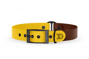 Dog Collar Duo: Yellow & Dark brown with Black