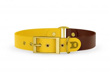 Dog Collar Duo: Yellow & Dark brown with Gold
