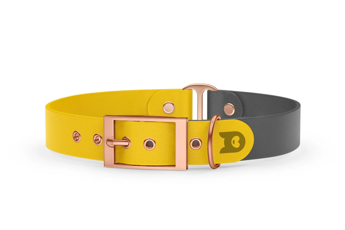 Dog Collar Duo: Yellow & Gray with Rosegold