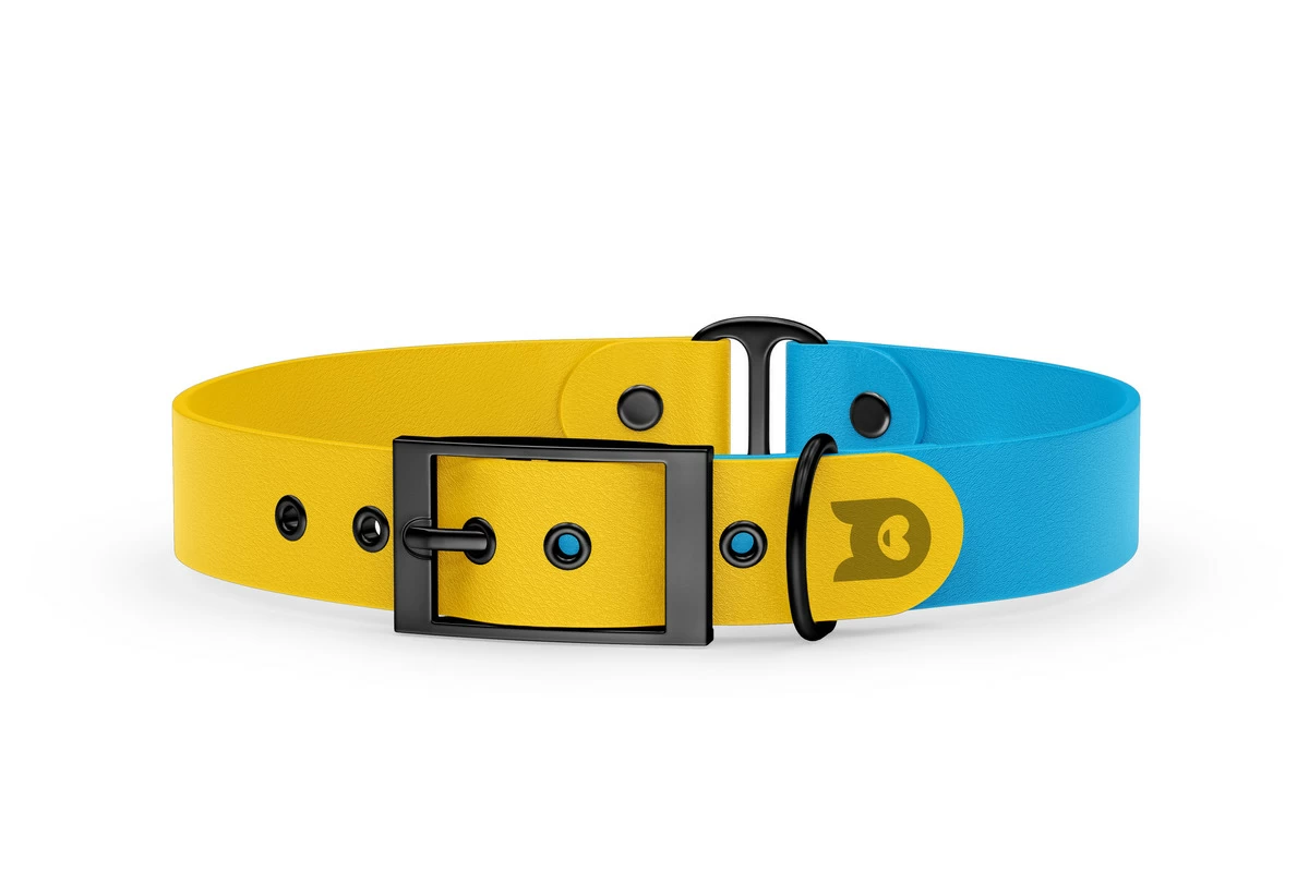 Dog Collar Duo: Yellow & Light blue with Black