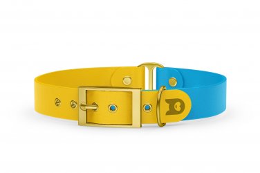 Dog Collar Duo: Yellow & Light blue with Gold