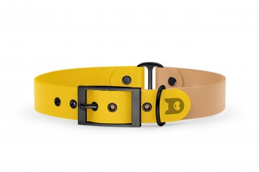 Dog Collar Duo: Yellow & Light brown with Black