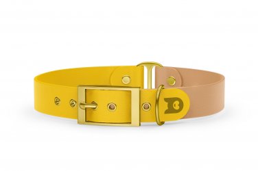 Dog Collar Duo: Yellow & Light brown with Gold
