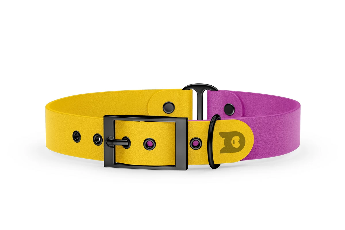 Dog Collar Duo: Yellow & Light purple with Black