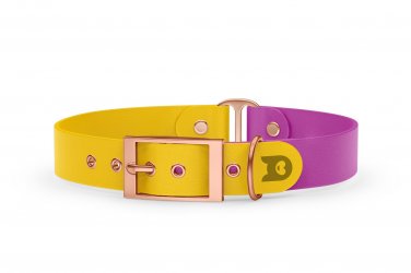 Dog Collar Duo: Yellow & Light purple with Rosegold