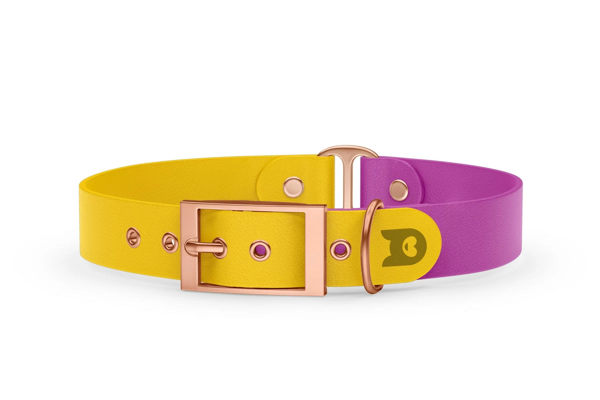 Dog Collar Duo: Yellow & Light purple with Rosegold