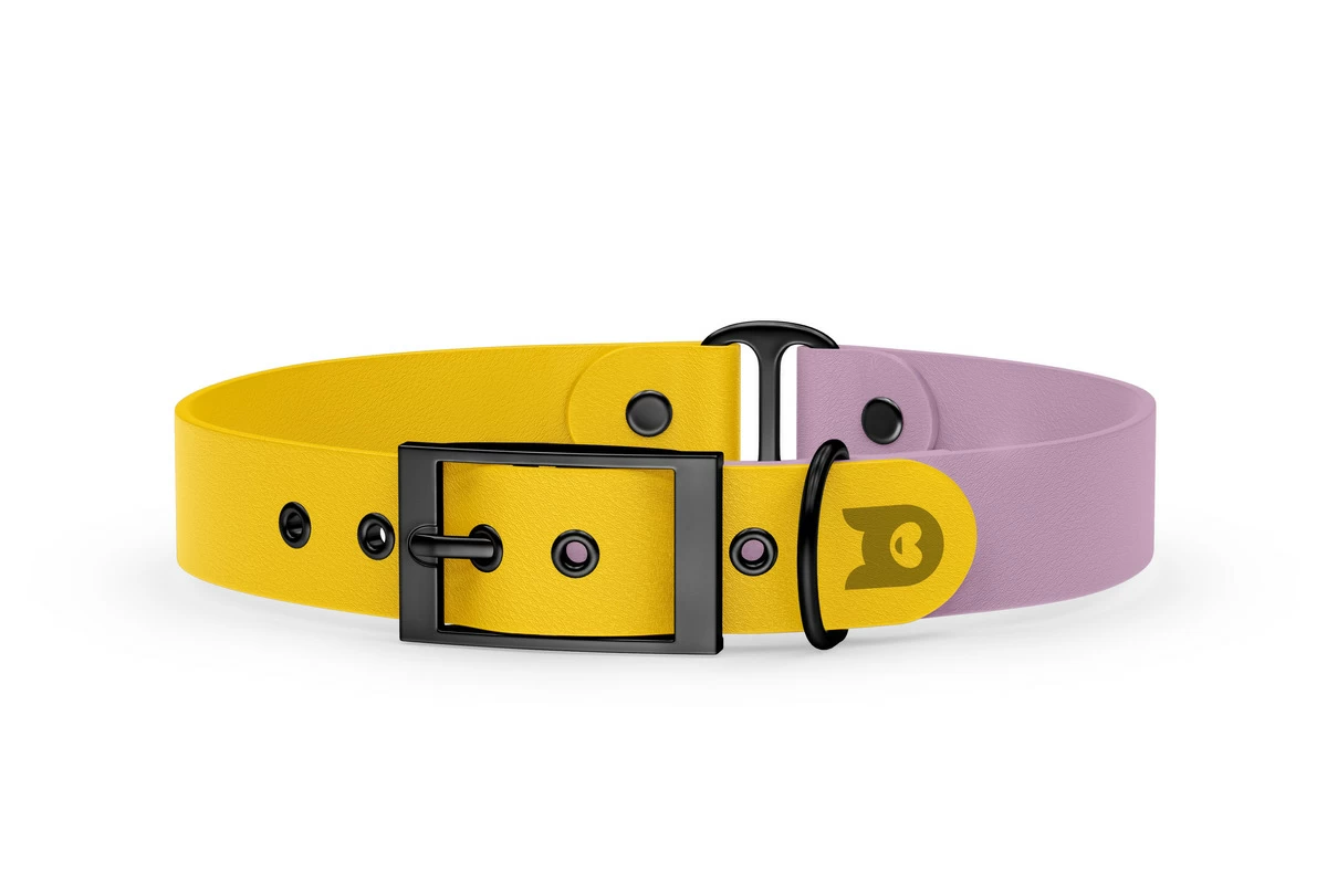 Dog Collar Duo: Yellow & Lilac with Black