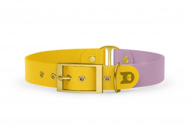Dog Collar Duo: Yellow & Lilac with Gold