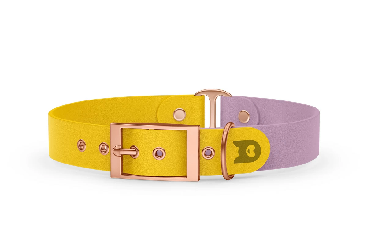 Dog Collar Duo: Yellow & Lilac with Rosegold