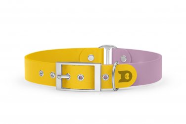 Dog Collar Duo: Yellow & Lilac with Silver