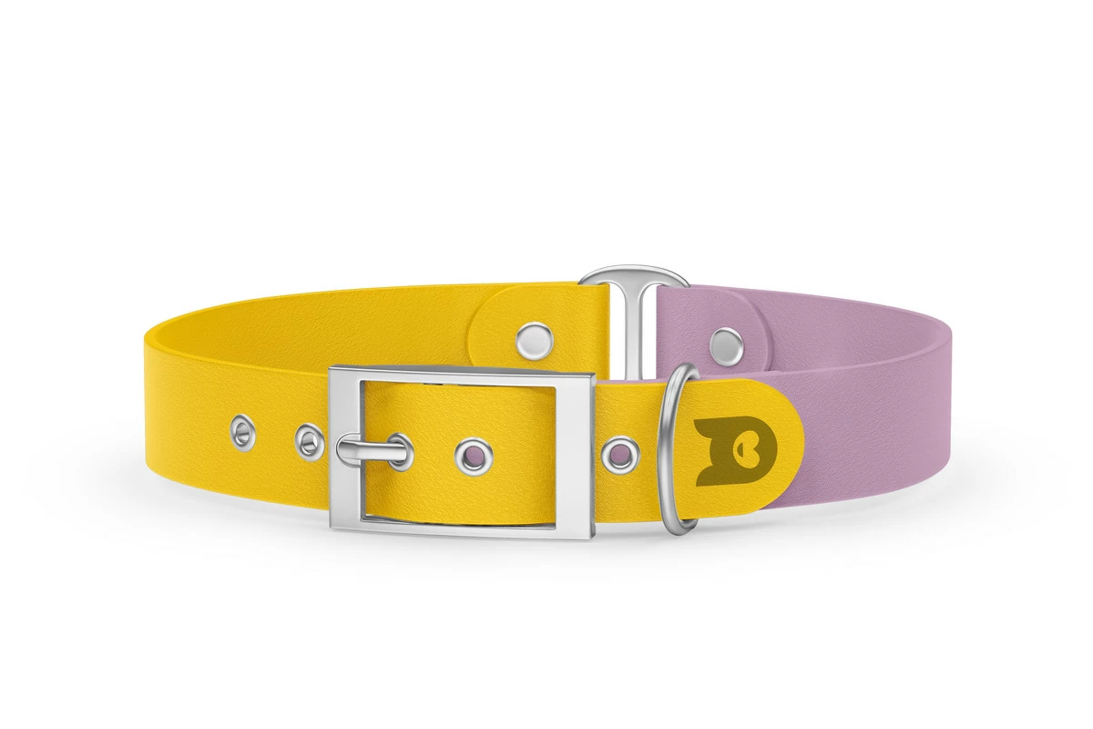 Dog Collar Duo: Yellow & Lilac with Silver