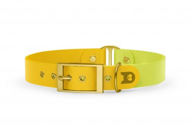 Dog Collar Duo: Yellow & Neon yellow with Gold
