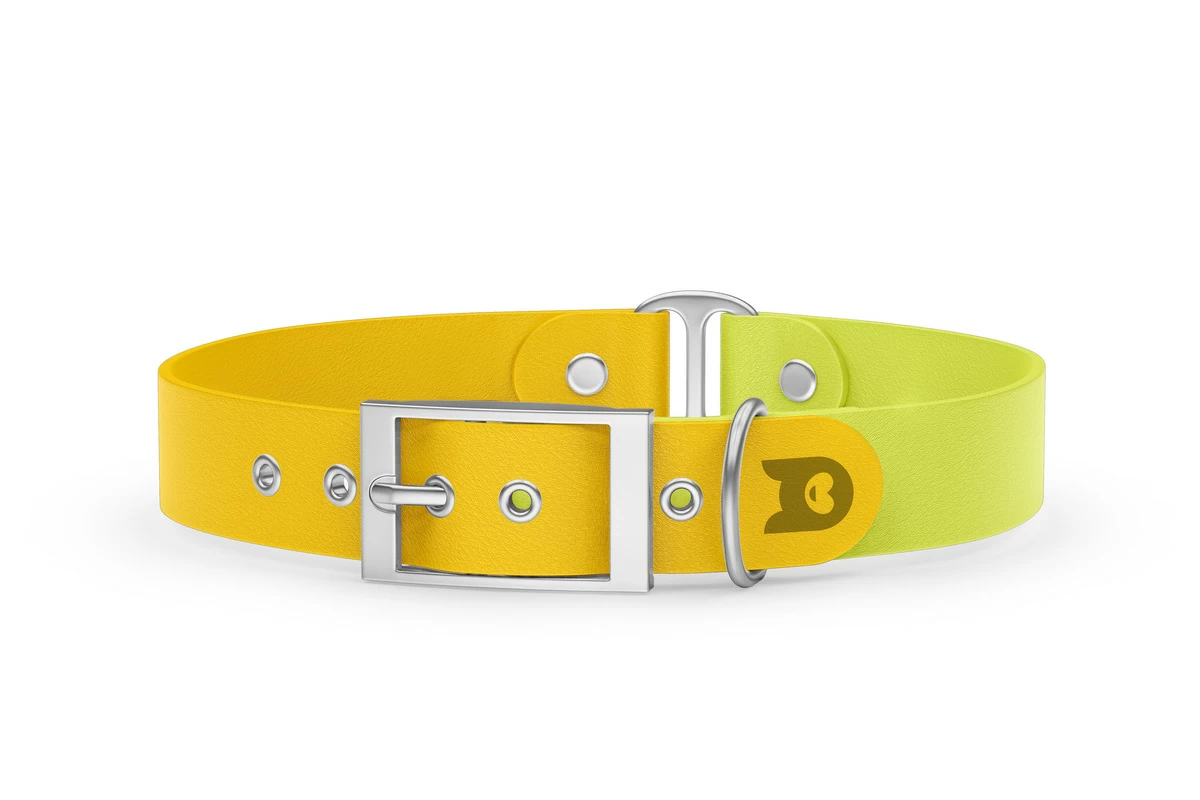 Dog Collar Duo: Yellow & Neon yellow with Silver