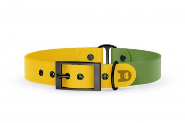Dog Collar Duo: Yellow & Olive with Black