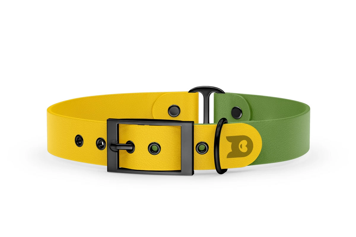 Dog Collar Duo: Yellow & Olive with Black