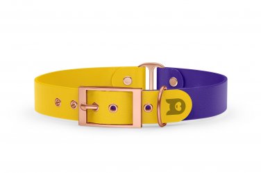 Dog Collar Duo: Yellow & Purple with Rosegold