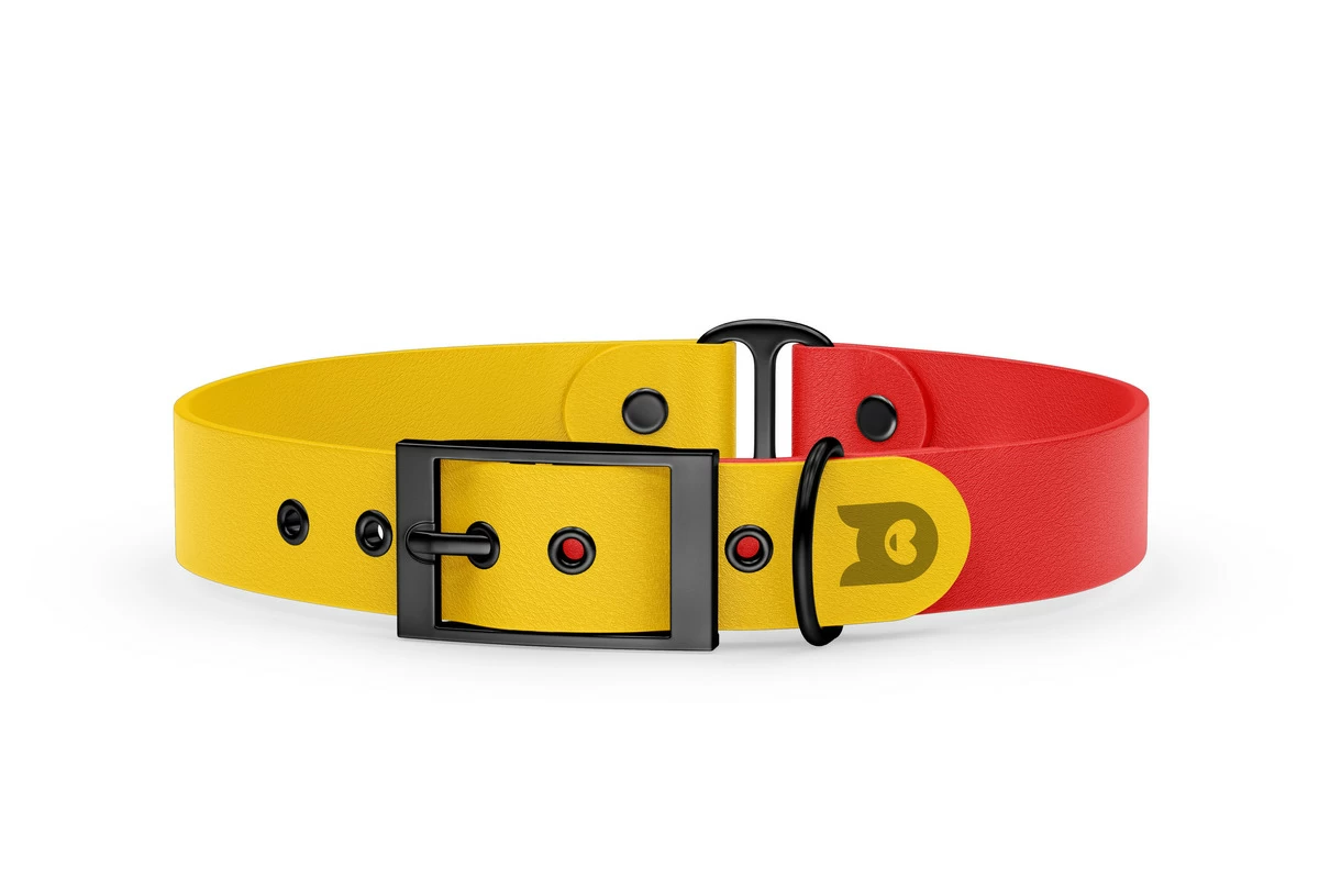 Dog Collar Duo: Yellow & Red with Black