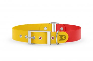 Dog Collar Duo: Yellow & Red with Silver