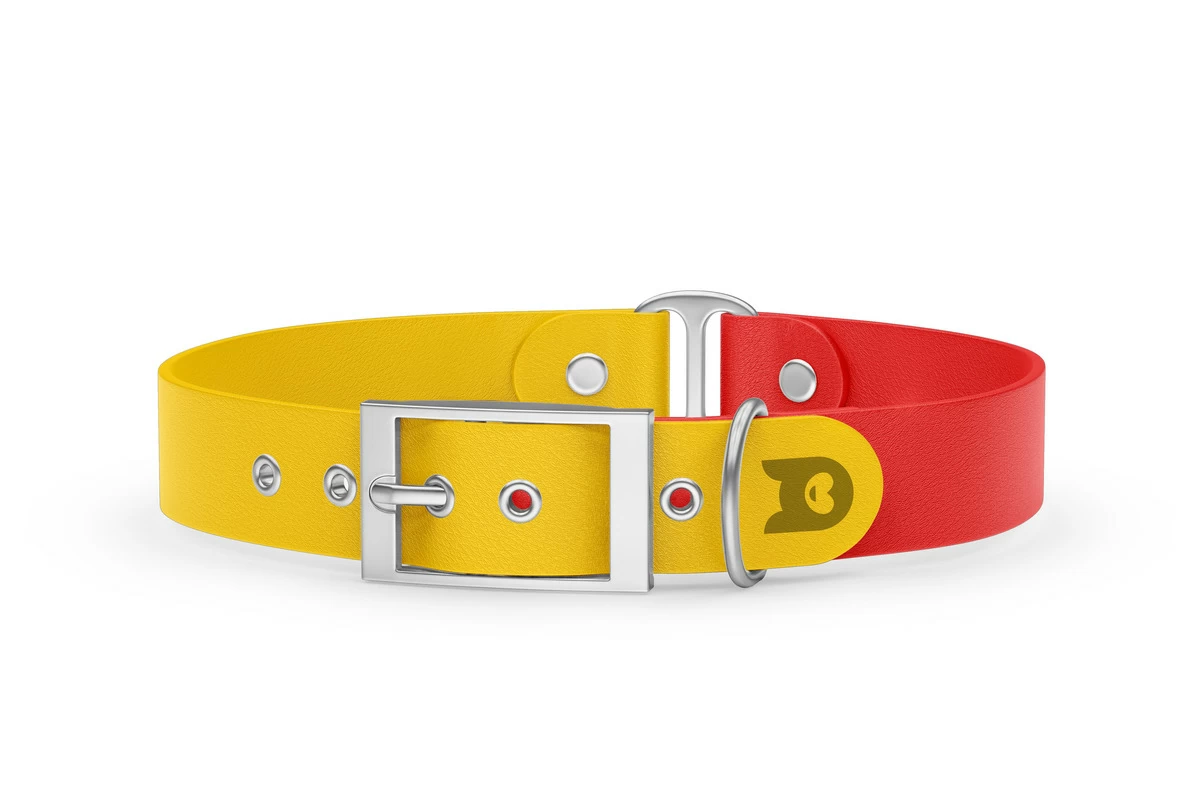 Dog Collar Duo: Yellow & Red with Silver