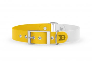 Dog Collar Duo: Yellow & White with Silver