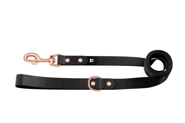 Dog Leash Basic: Black with Rosegold components