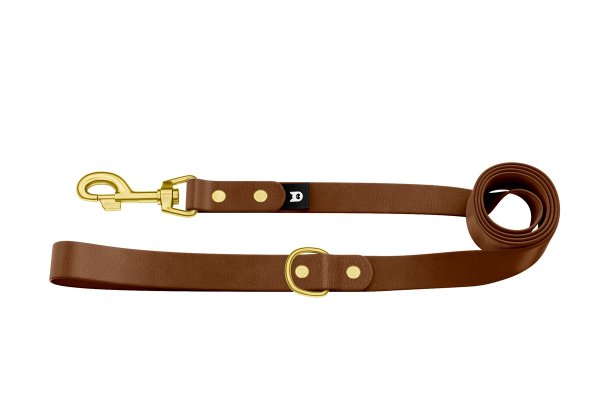 Dog Leash Basic: Dark brown with Gold components