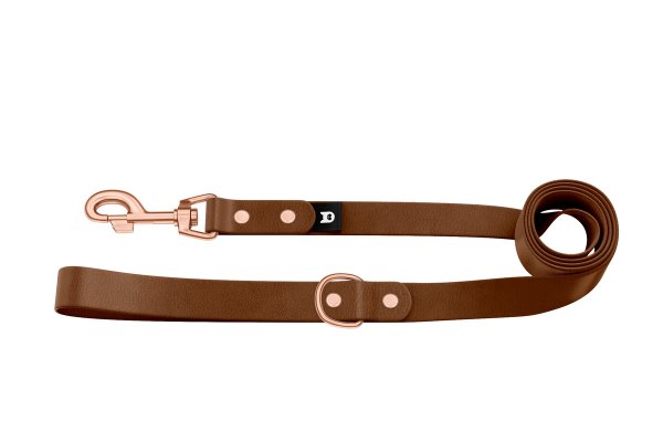 Dog Leash Basic: Dark brown with Rosegold components